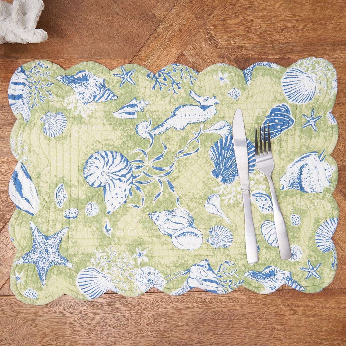 Sea Green Scallop Quilted Placemat