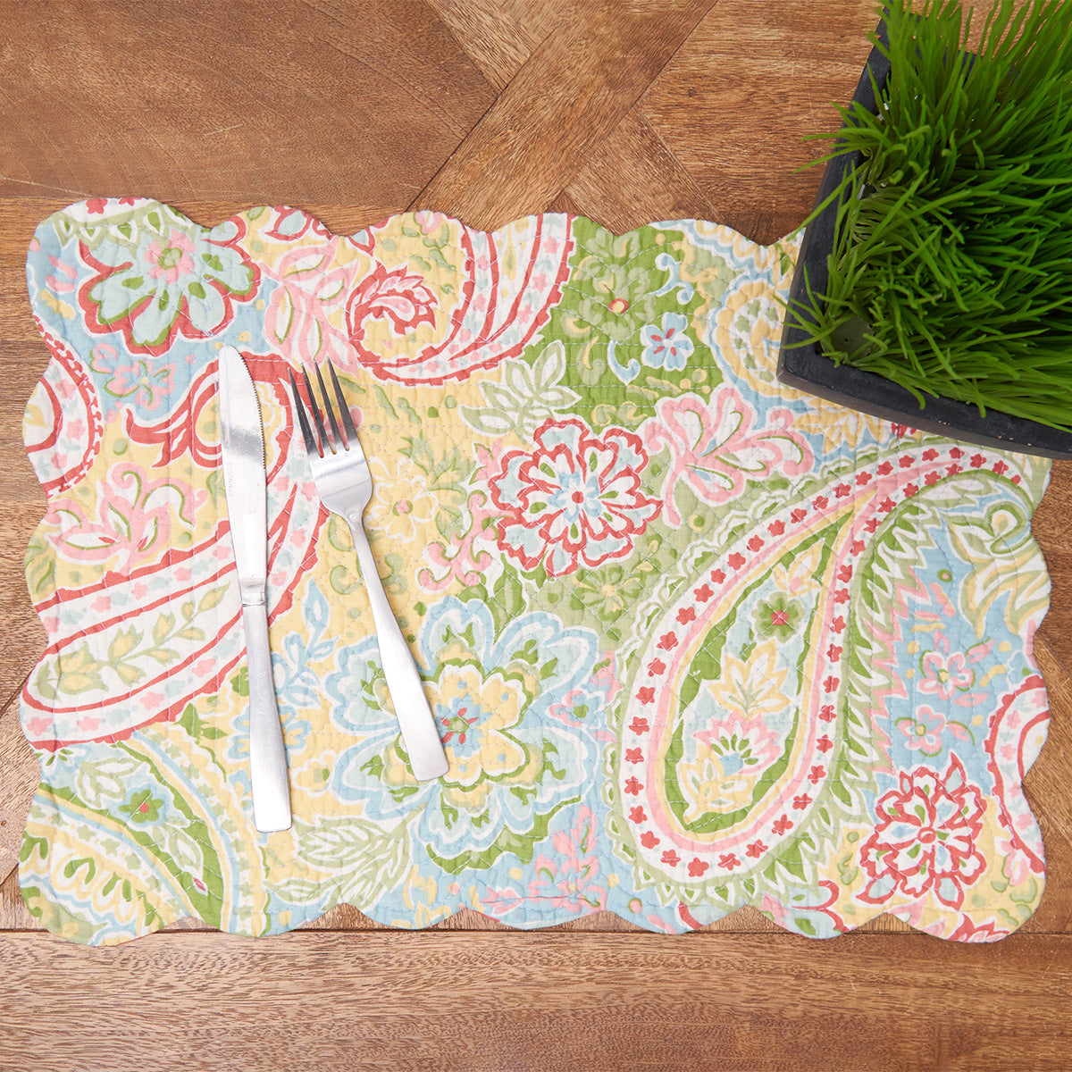 Bright Paisley Quilted Placemat