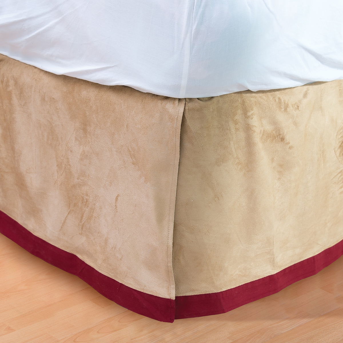 Tan Faux Suede & Red Bed Skirt