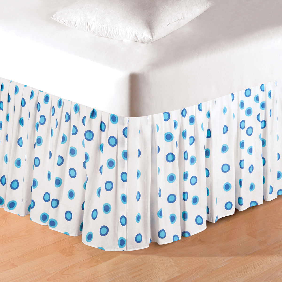 Blue Polka Dots Bed Skirt