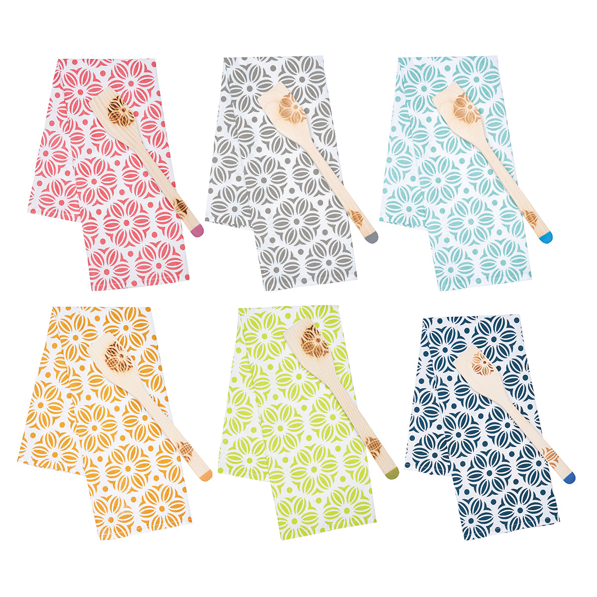 midge spatula & towel gift set 6 colors, asst. of 24