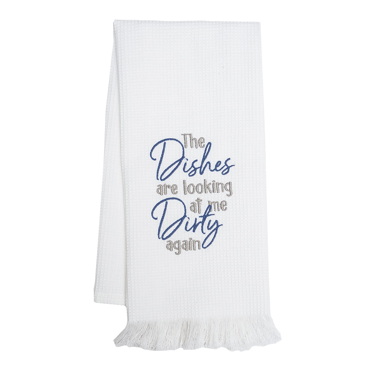 dishes looking at towel