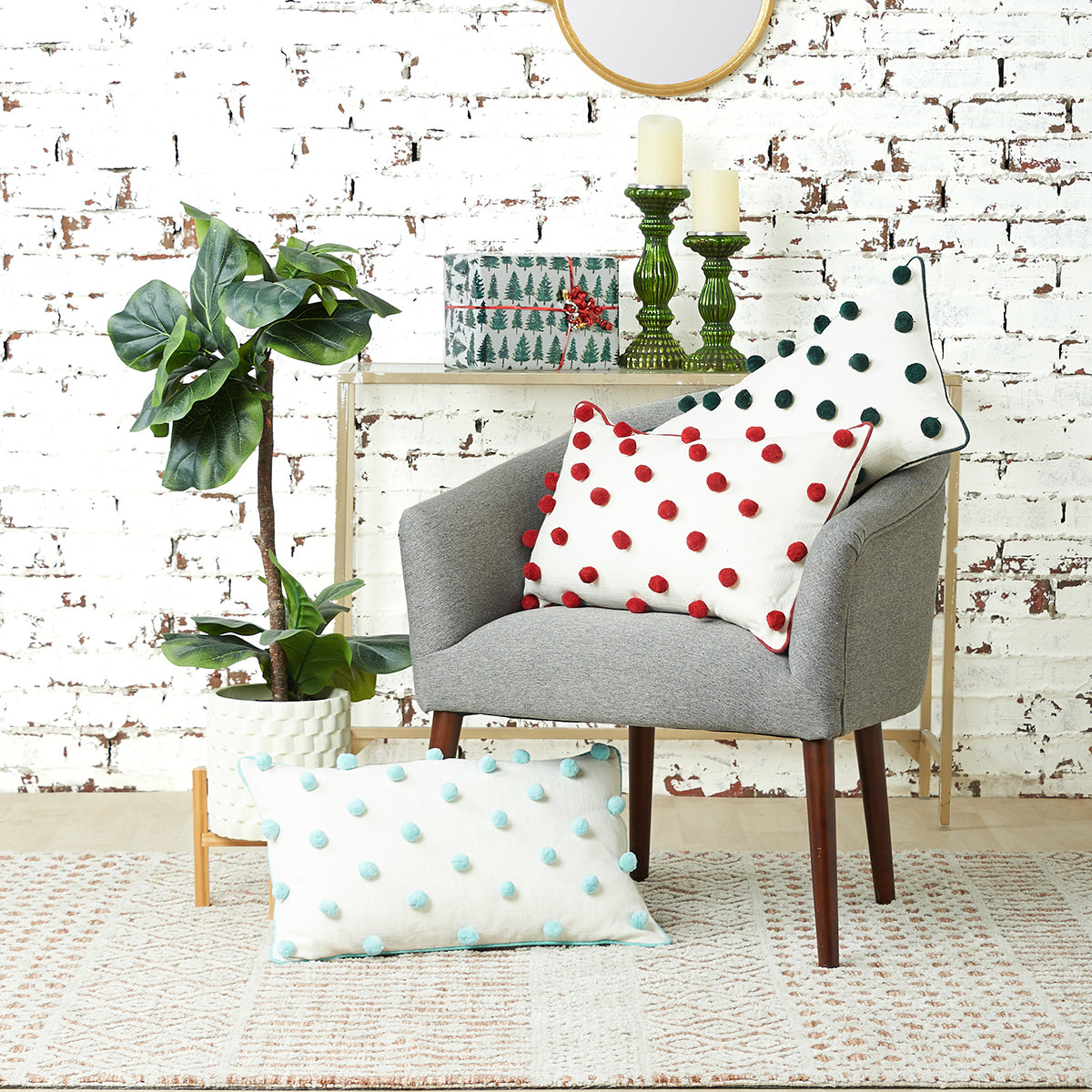 dot pompom pillow