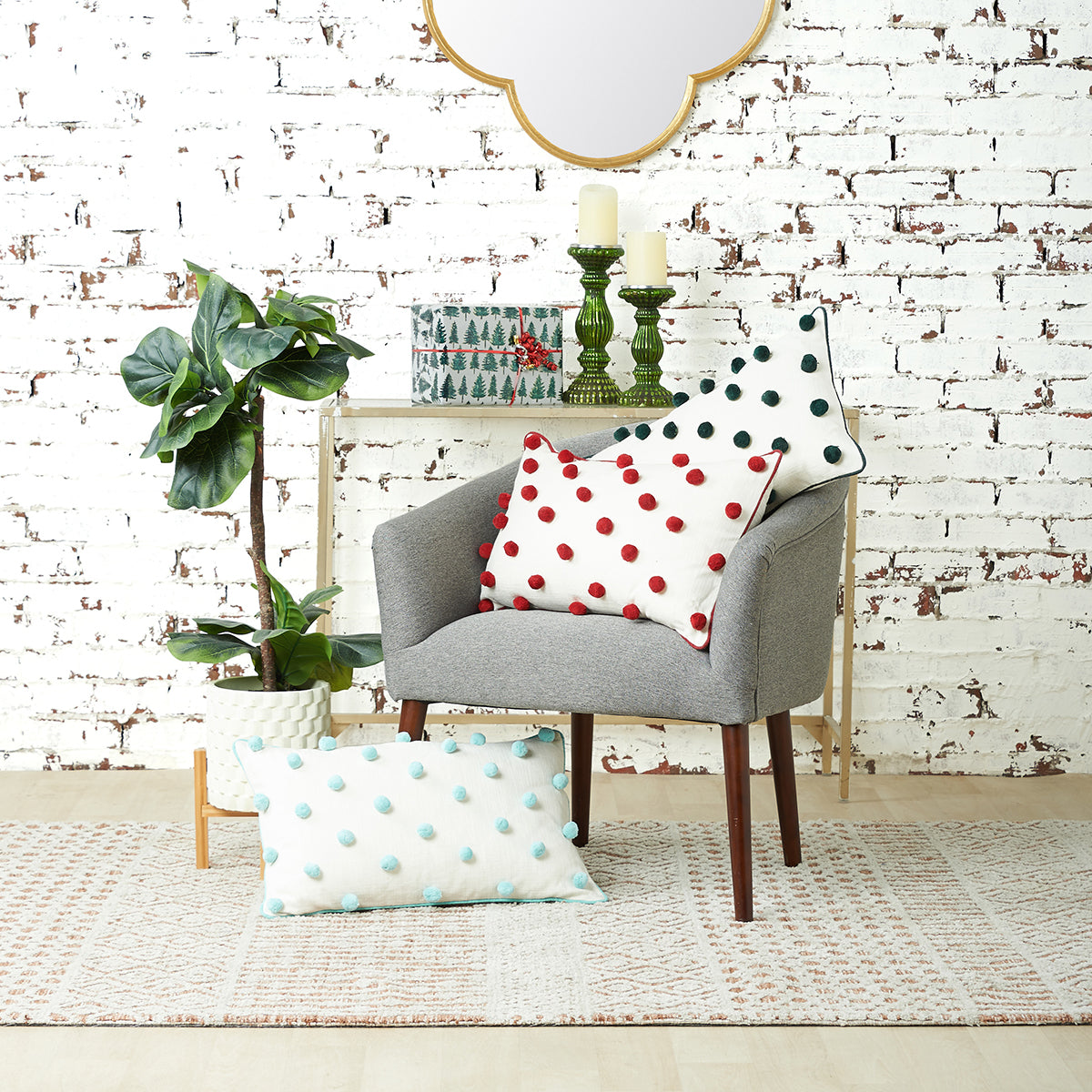 dot pompom pillow