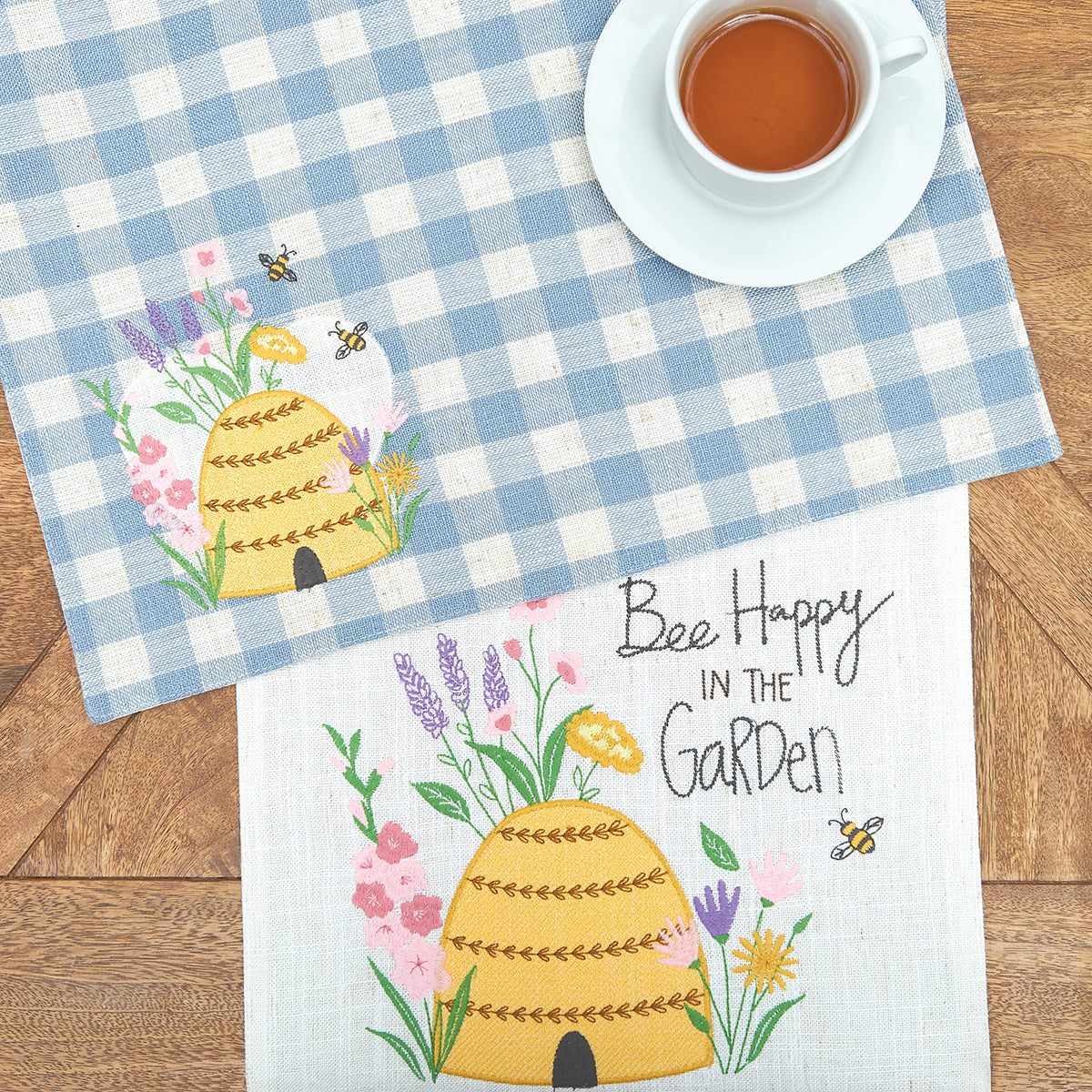 Bee Happy in Blue Table Linens