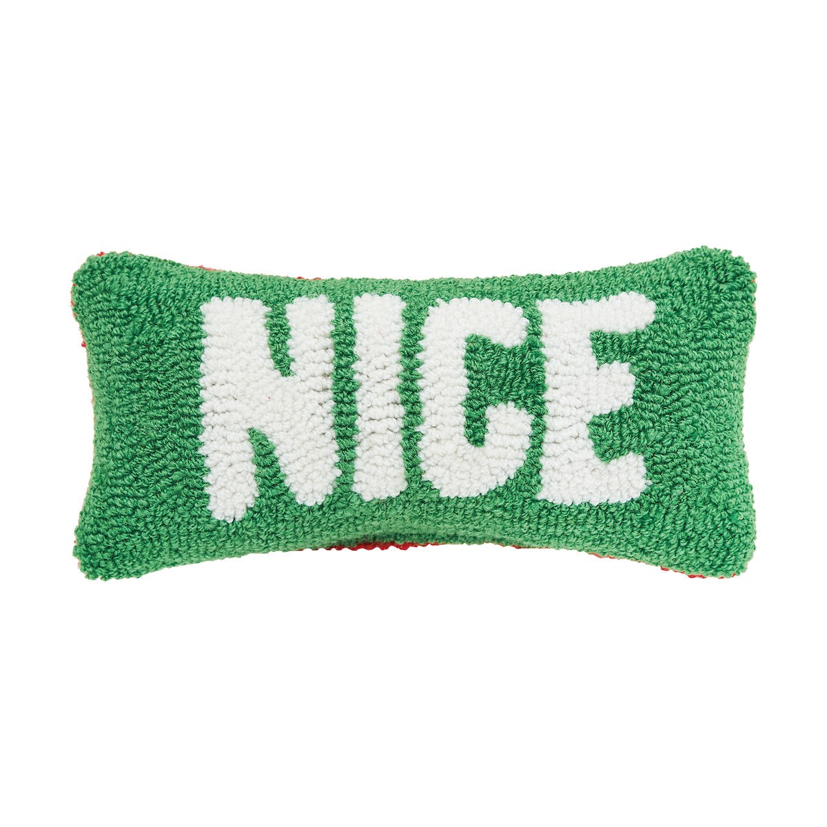 Naughty and Nice Hooked Mini Pillow