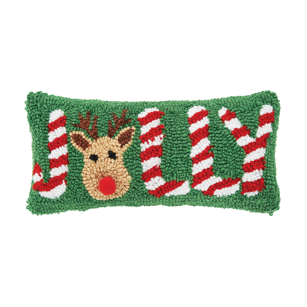 Jolly Deer Hooked Mini Pillow