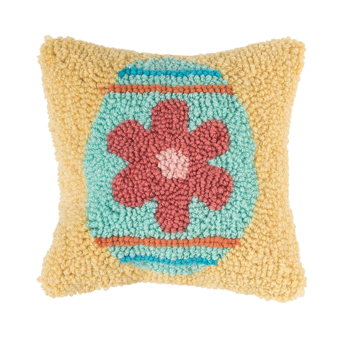 Flower Egg Hooked Mini Pillow