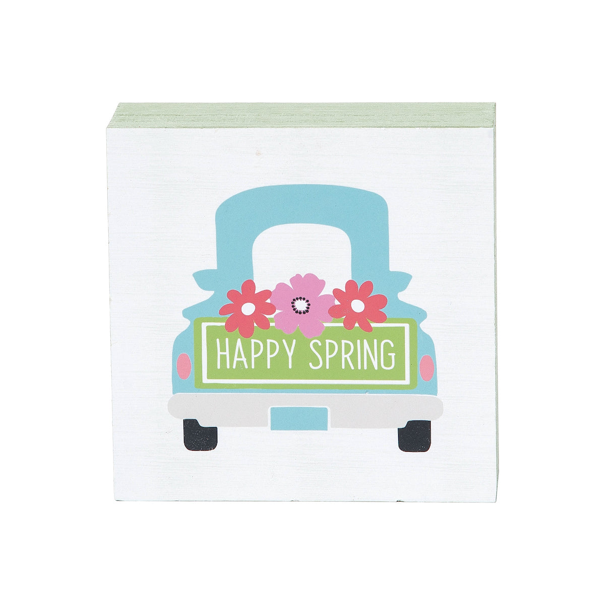 Happy Spring Truck Wood Block