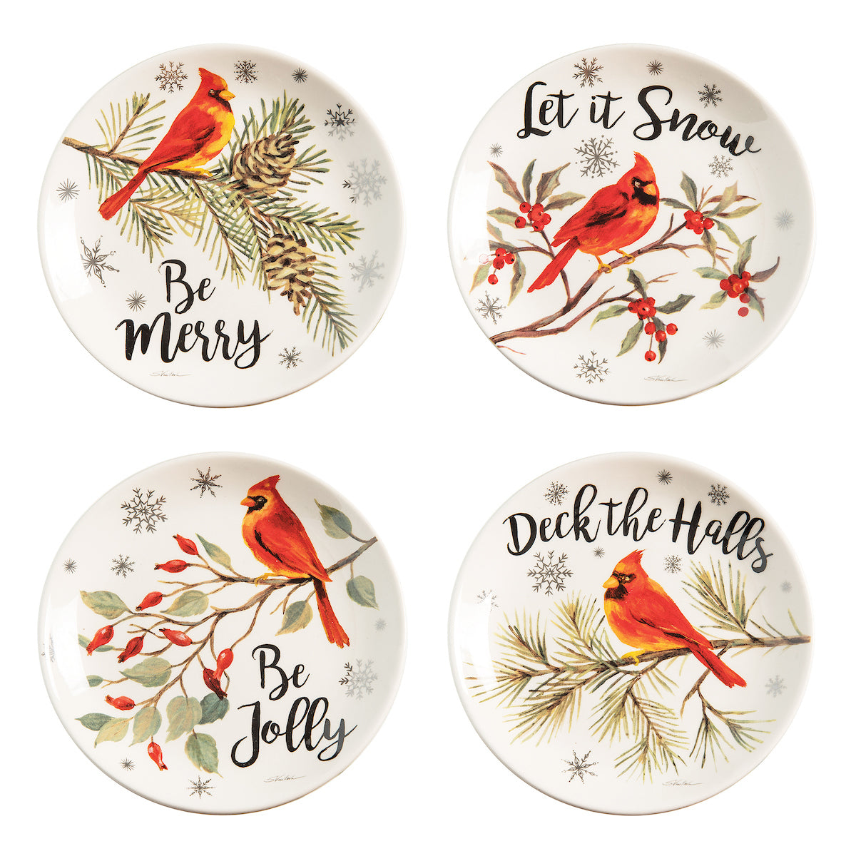 Cardinal Season Dessert Plates, Set of 4