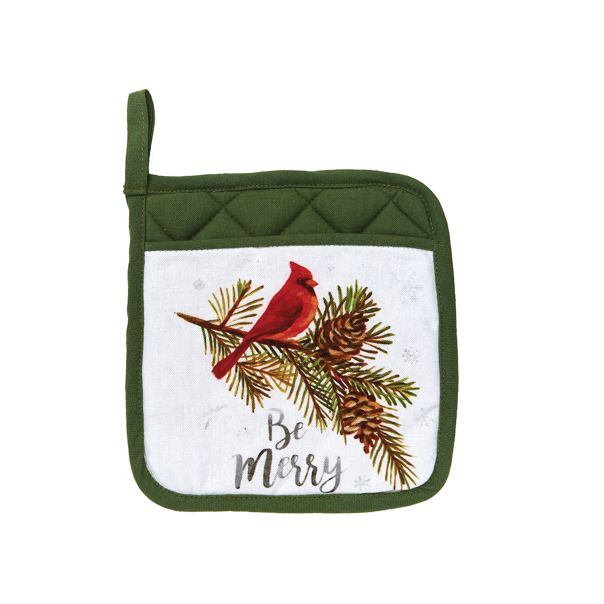 Be Merry Cardinal Pot Holder, Set of 4