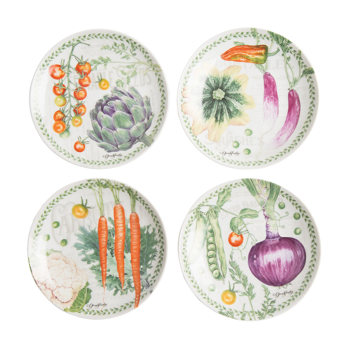 Vegetable Garden Plates, Set of  4