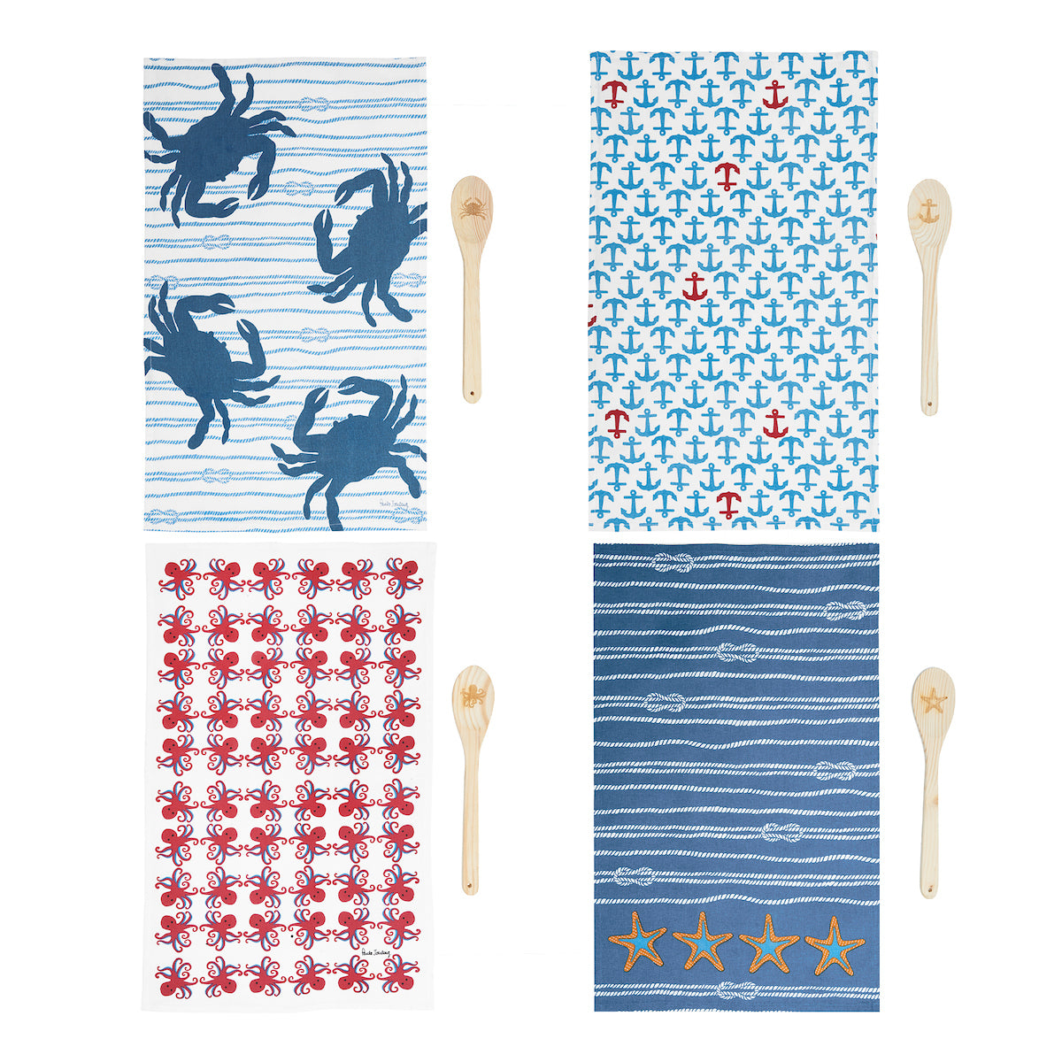 Coastal Spoon & Kitchen Towel Set, Asst. of 24
