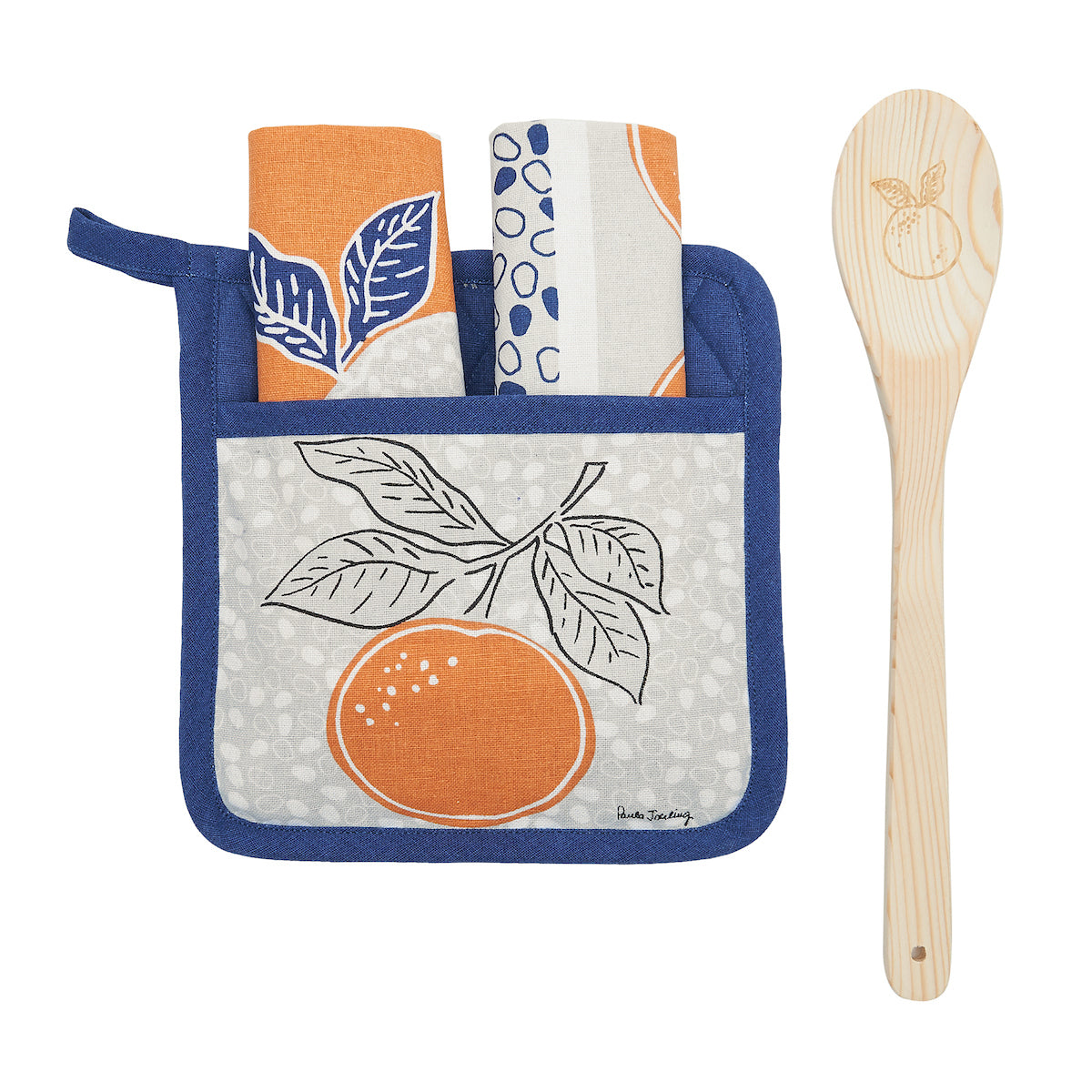 Orange Dot Dash Potholder Set