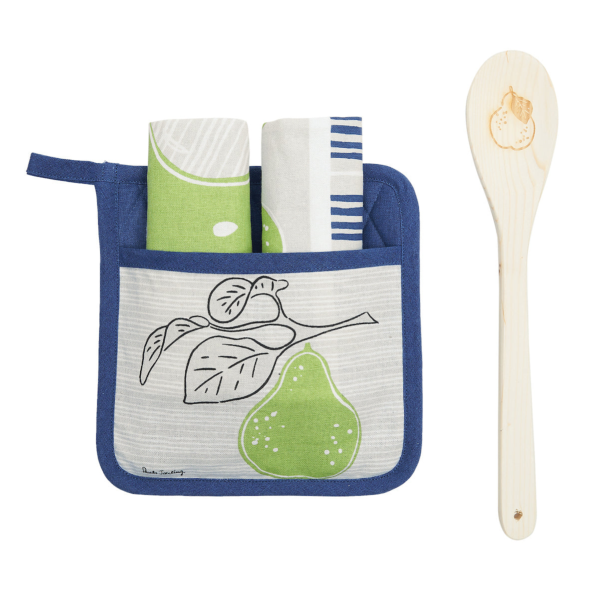 Pear Stripe Dash Potholder Set