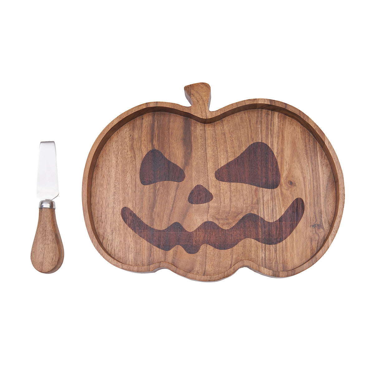Pumpkin Acacia Wood Serving Board & Spreader Set