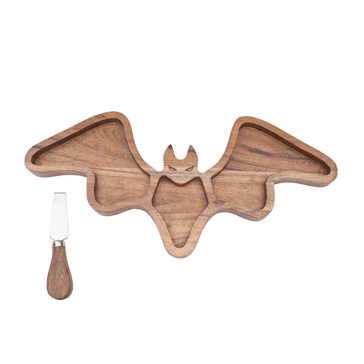 Bat Acacia Wood Serving Board & Spreader Set
