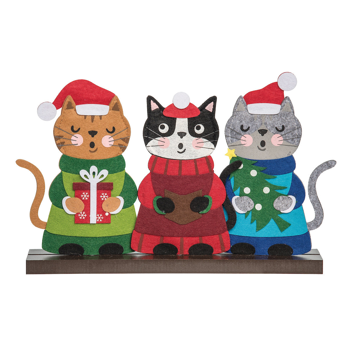 Cat Carolers Felt Figurine