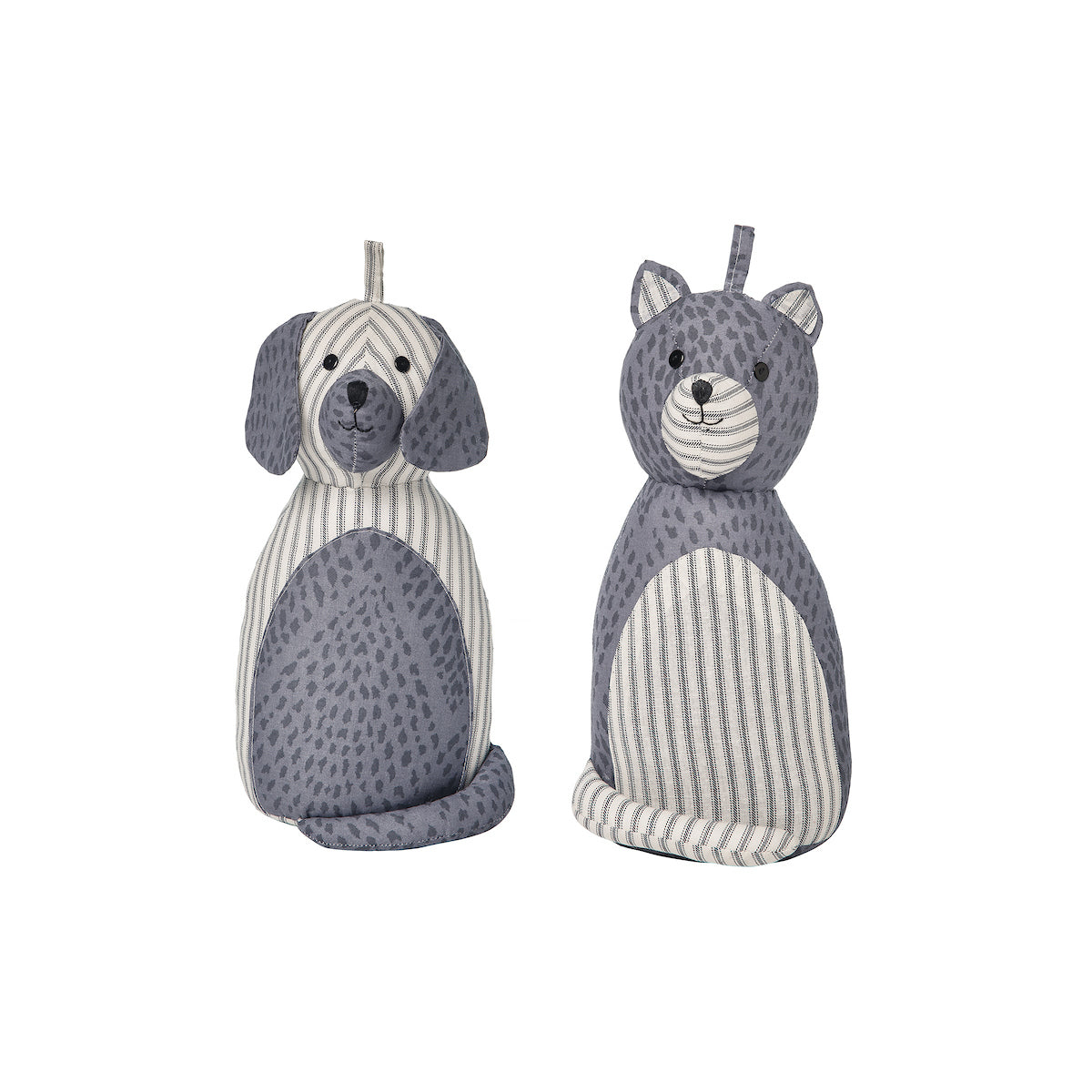Gray Dog & Cat Doorstop, Set of 2