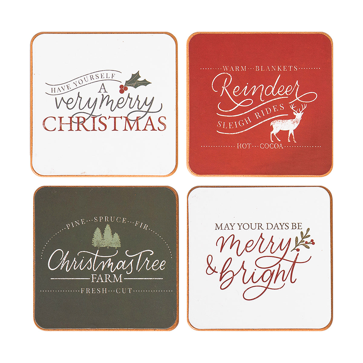 Christmas Square Coaster, Set of 4