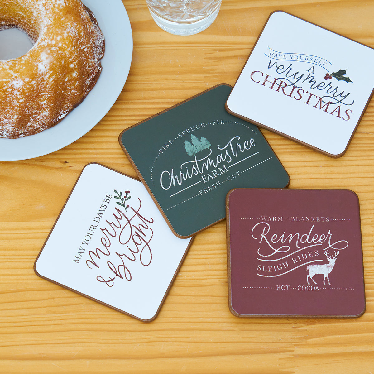 Christmas Square Coaster, Set of 4