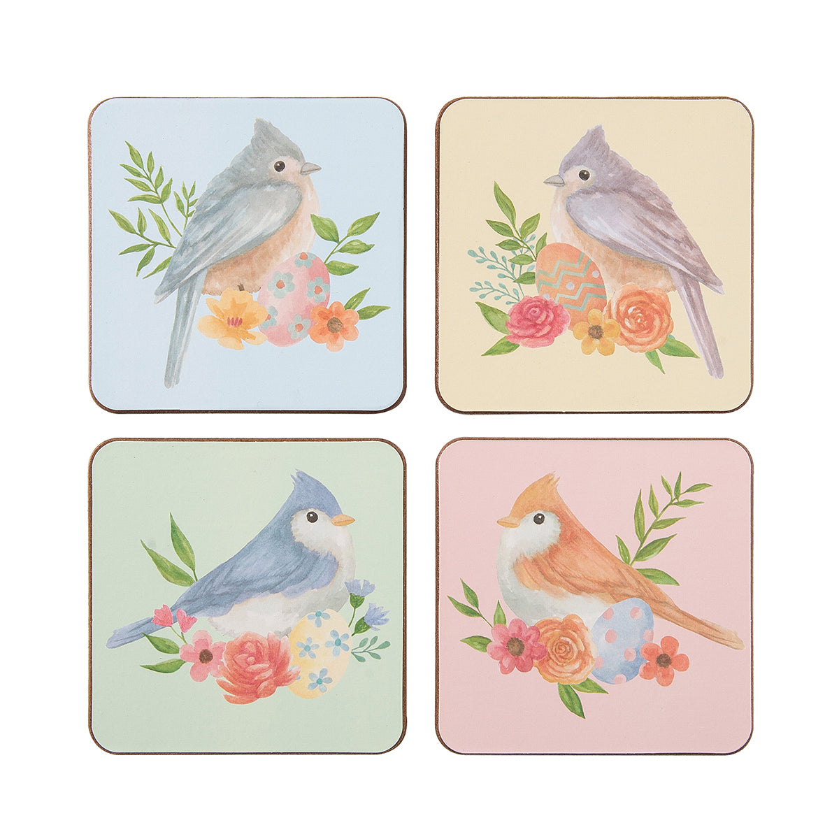 Floral Bird Coasters, Set of 4