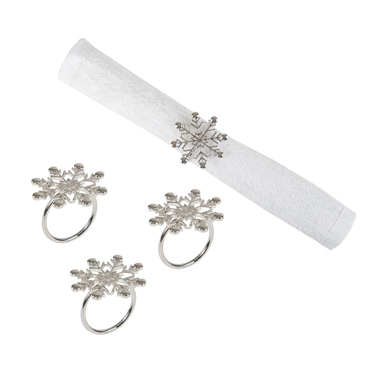 Silver Winter Snowflake Napkin Ring, Set of 4