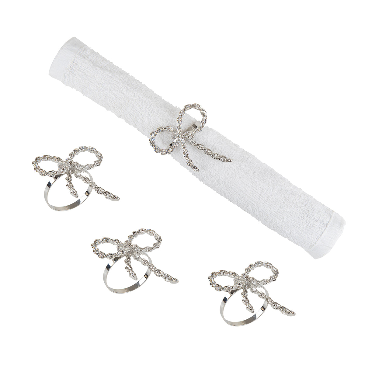 Silver Ribbon Napkin Ring, Set of 4