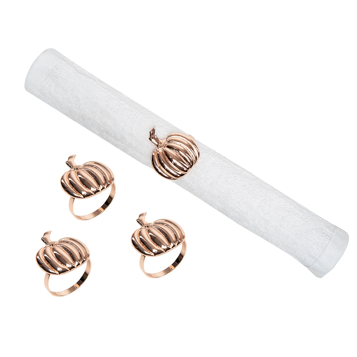 Copper Pumpkin Napkin Ring, Set of 4
