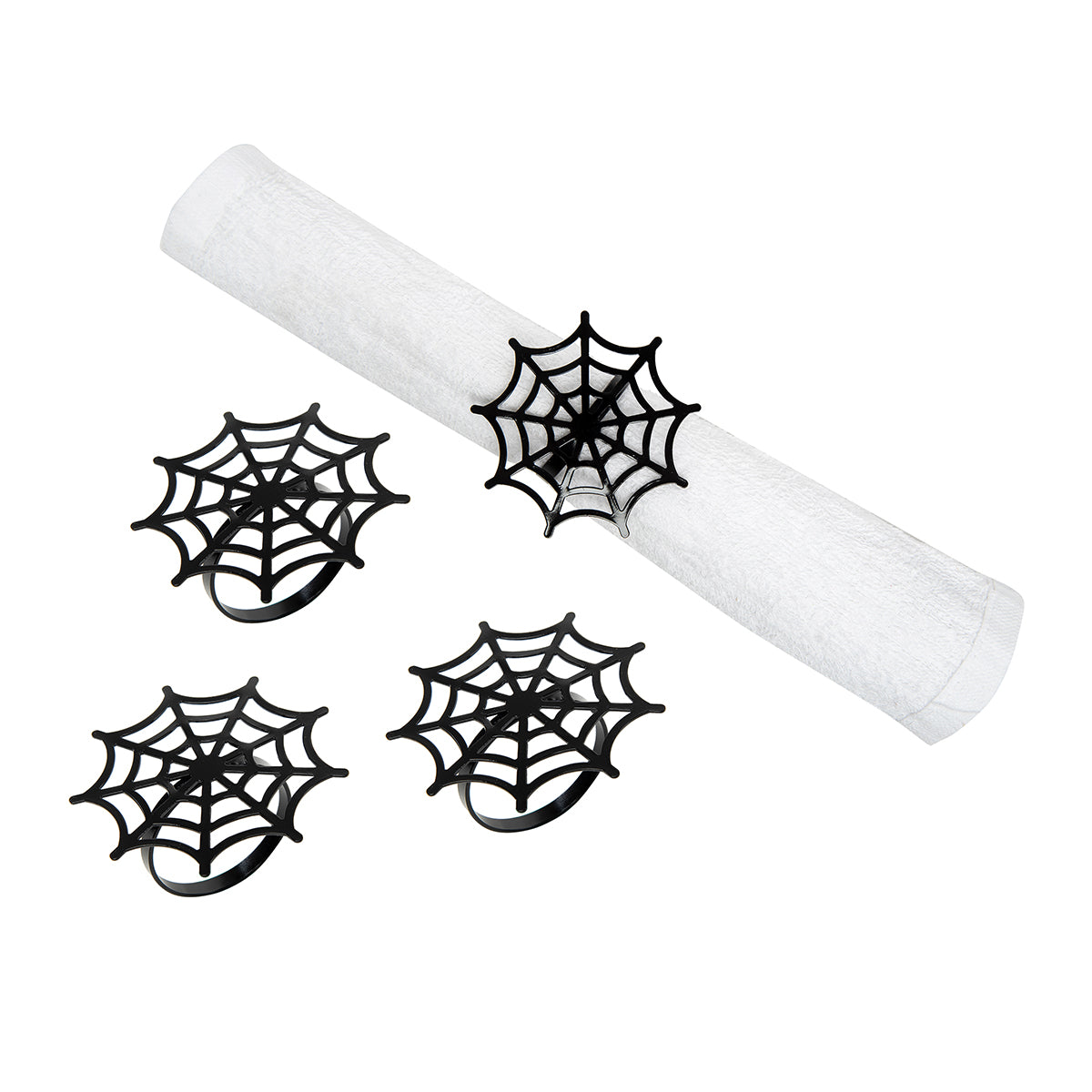 Black Spider Web Napkin Ring, Set of 4