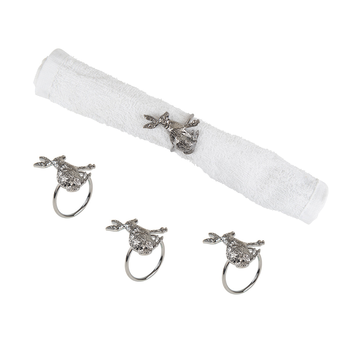 Charcoal Rabbit Napkin Ring, Set of 4