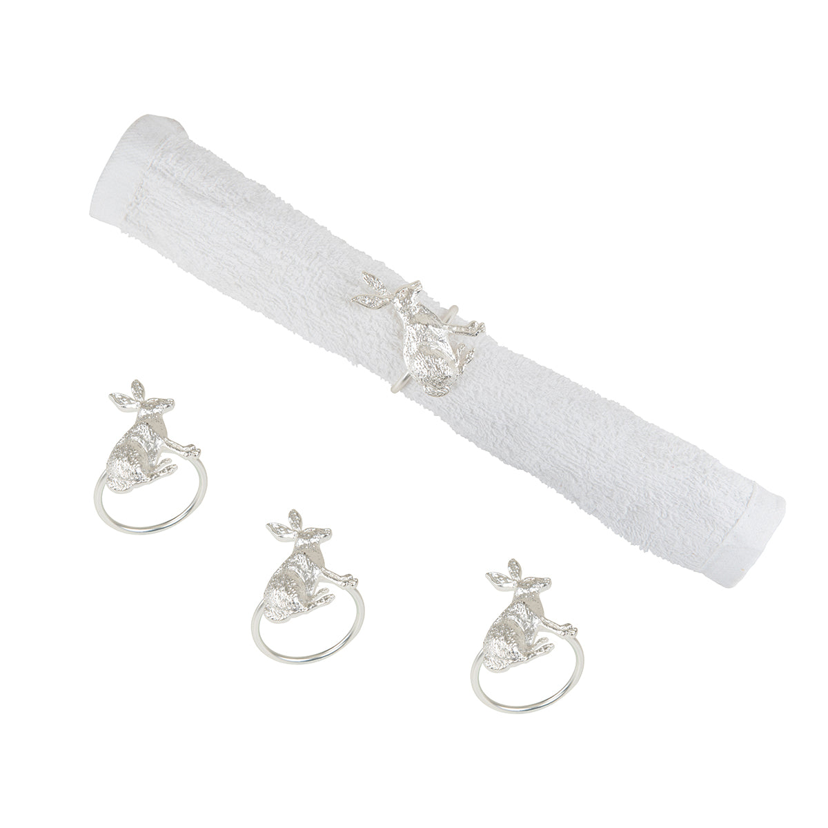 Silver Rabbit Napkin Ring, Set of 4