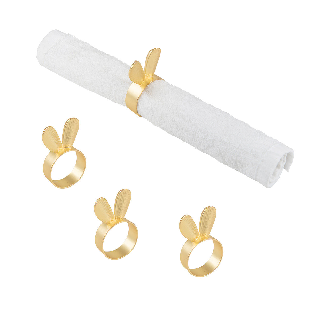 Gold Bunny Ears Napkin Ring, Set of 4