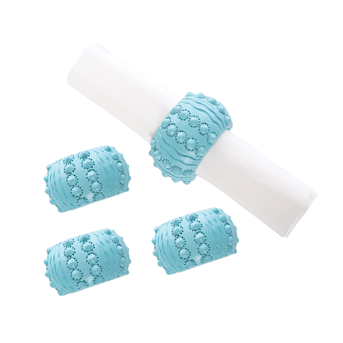 Aqua Sea Urchin Napkin Ring, Set of 4