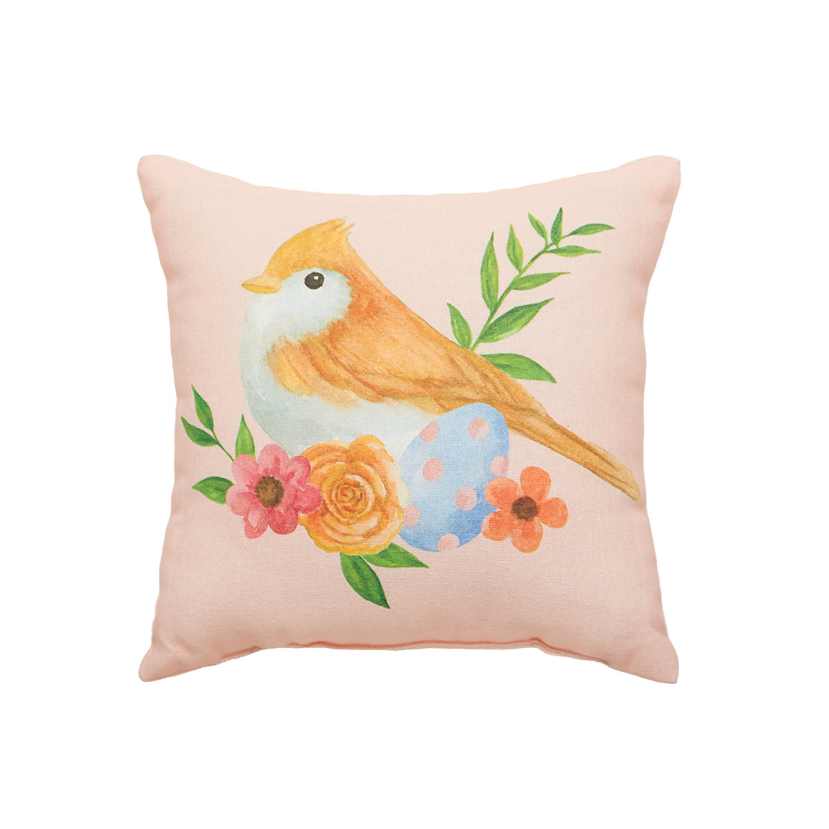 Pink Floral Bird Mini Pillow