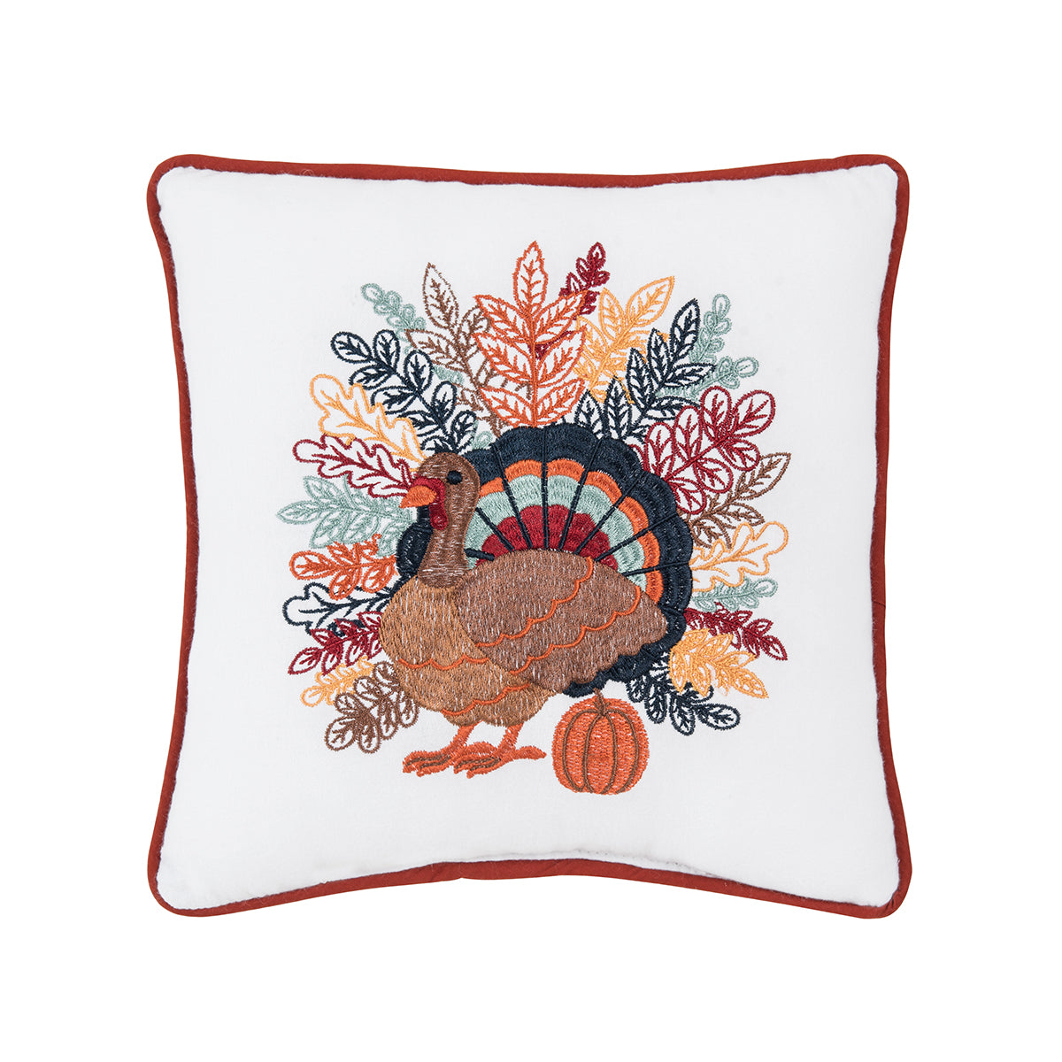 Colorful Harvest Turkey Mini Pillow