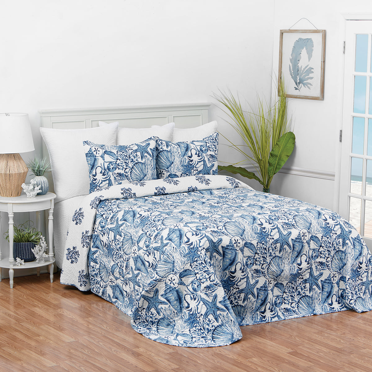 Blue Coast Shells Bedspread