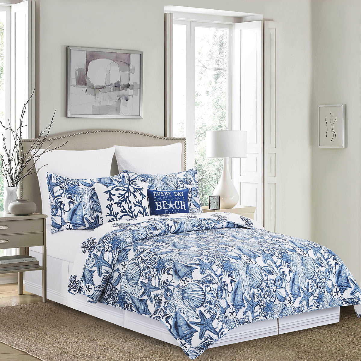 Blue Coast Shells Bedspread