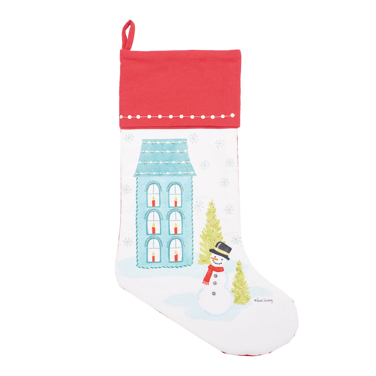 Aqua House & Snowman Stocking