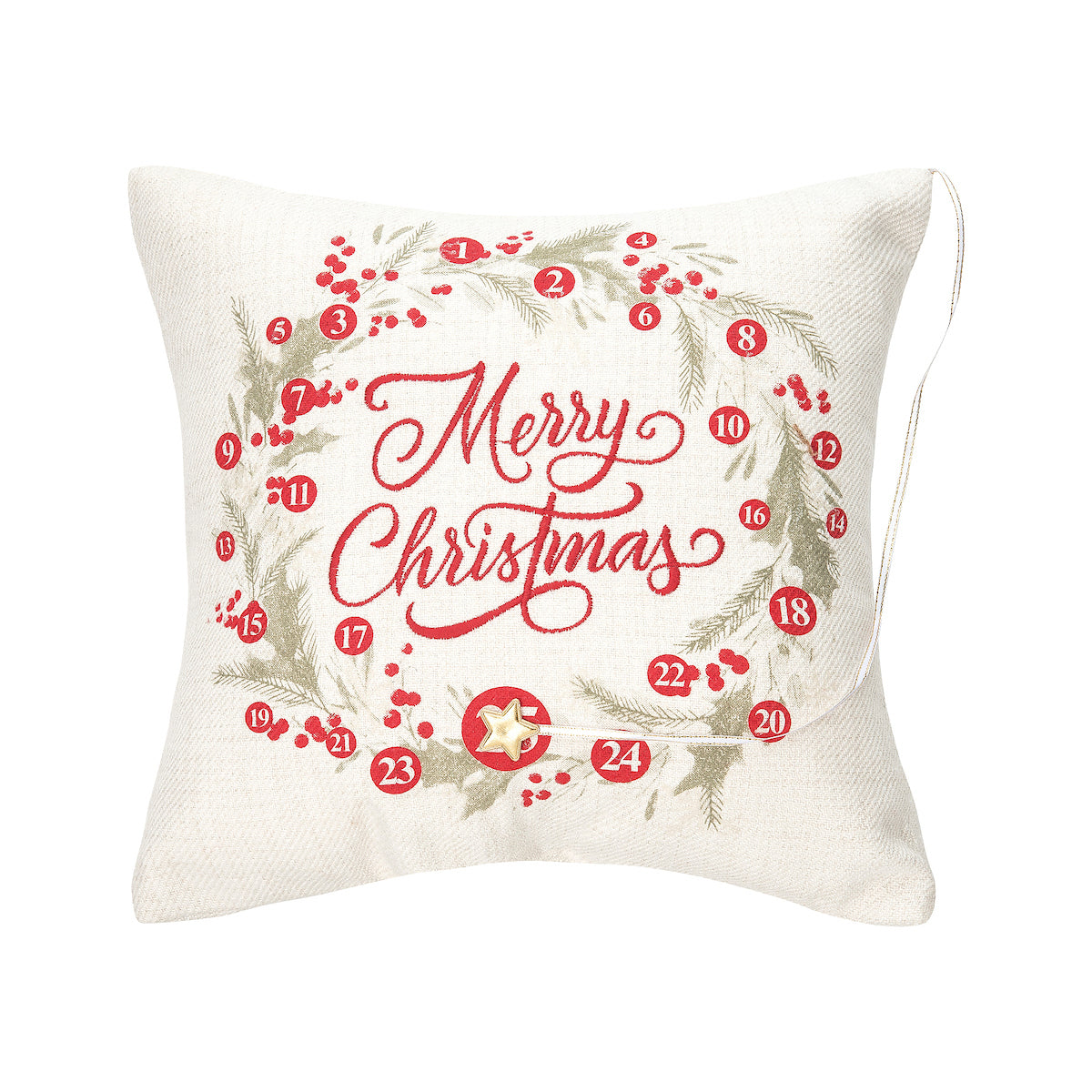 Merry Christmas Wreath Pillow