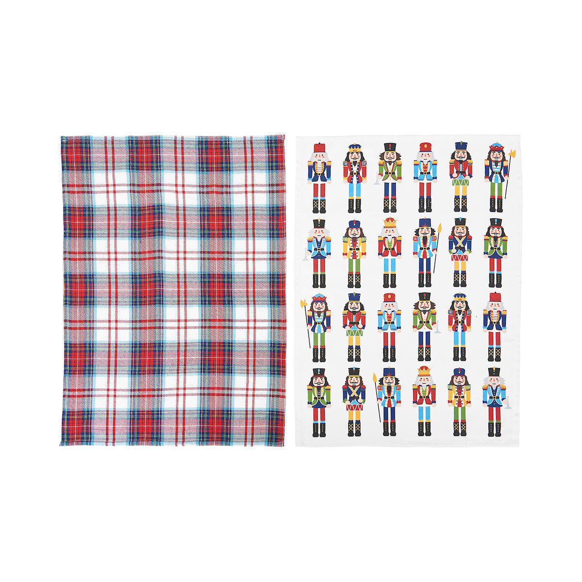 Nutcracker Plaid Printed Kitchen Towel, Set of 2