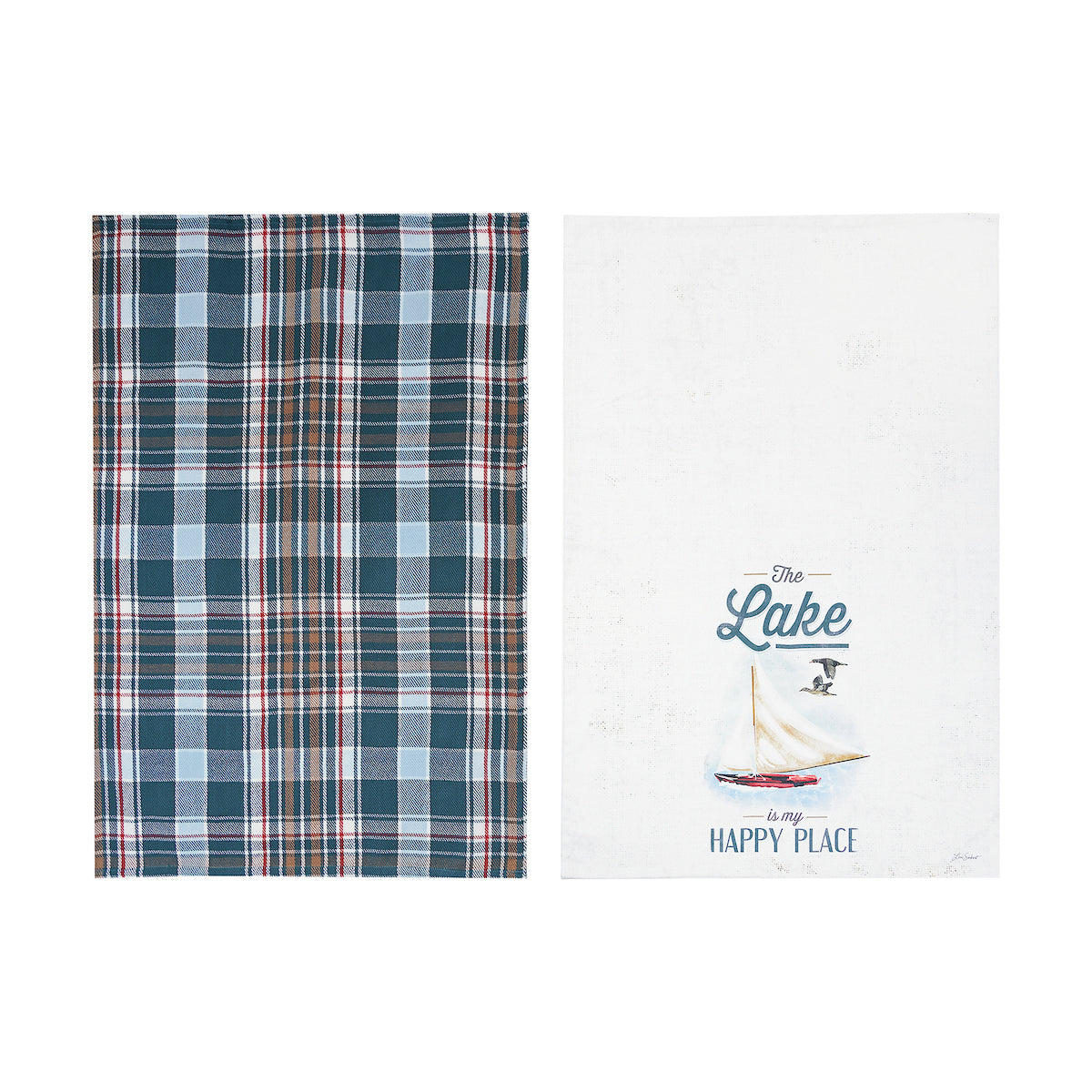 Lakeside Is My Happy Place Printed Kitchen Towel, Set of 2