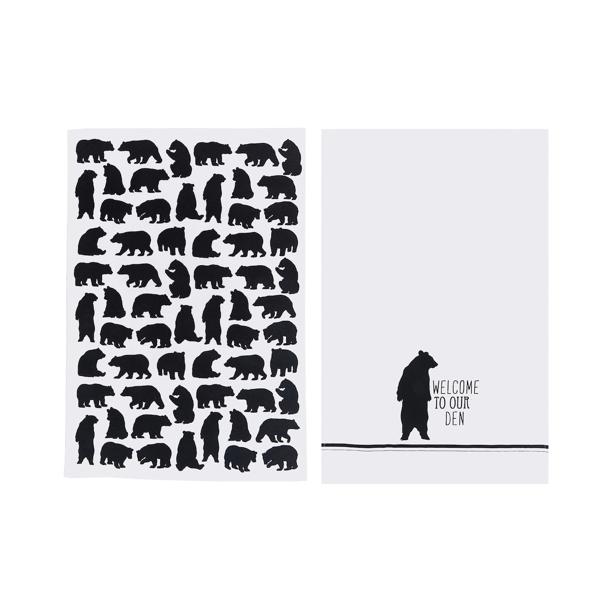 Welcome Den Bear Printed Kitchen Towel Set