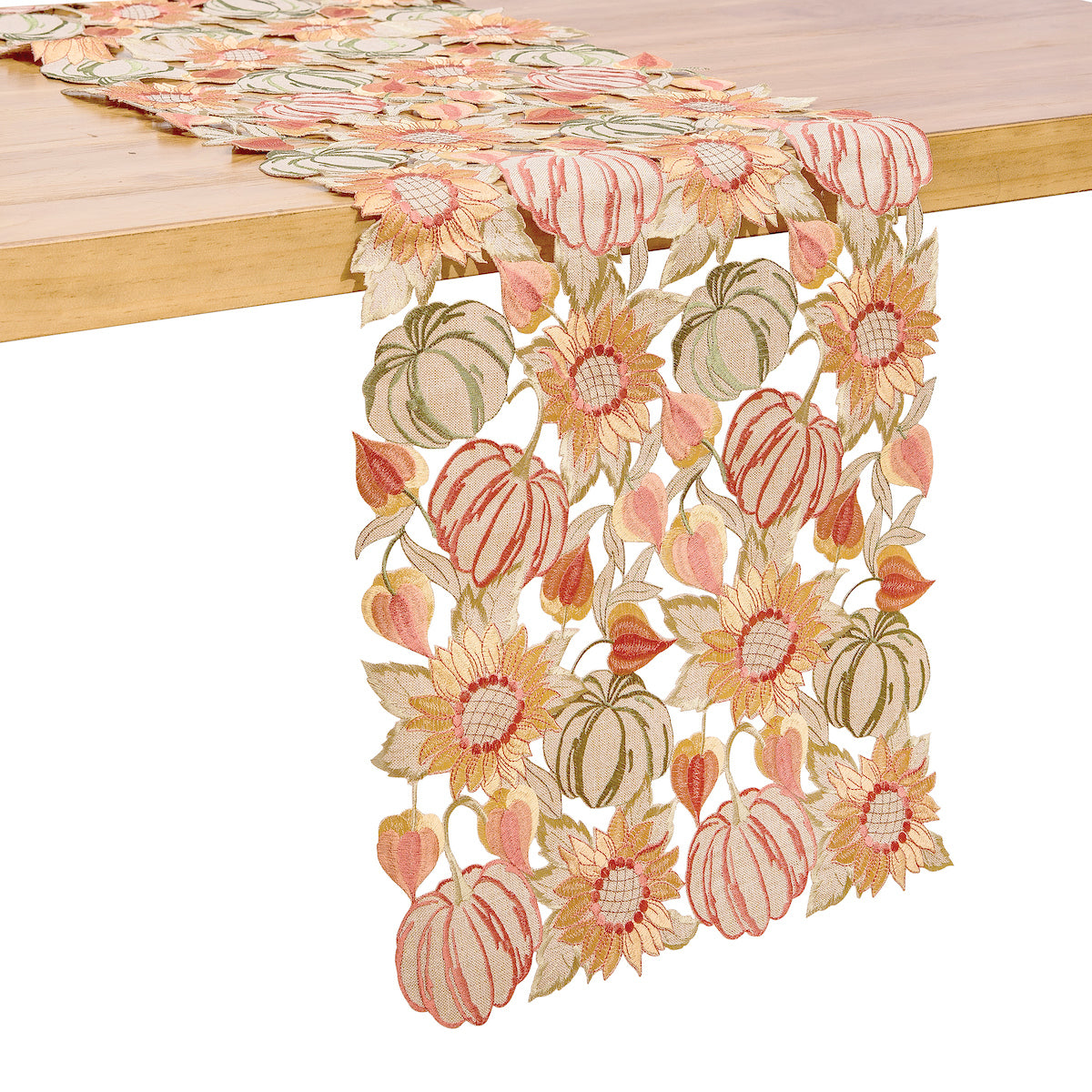 Pumpkins Sunflower Embroidered Runner