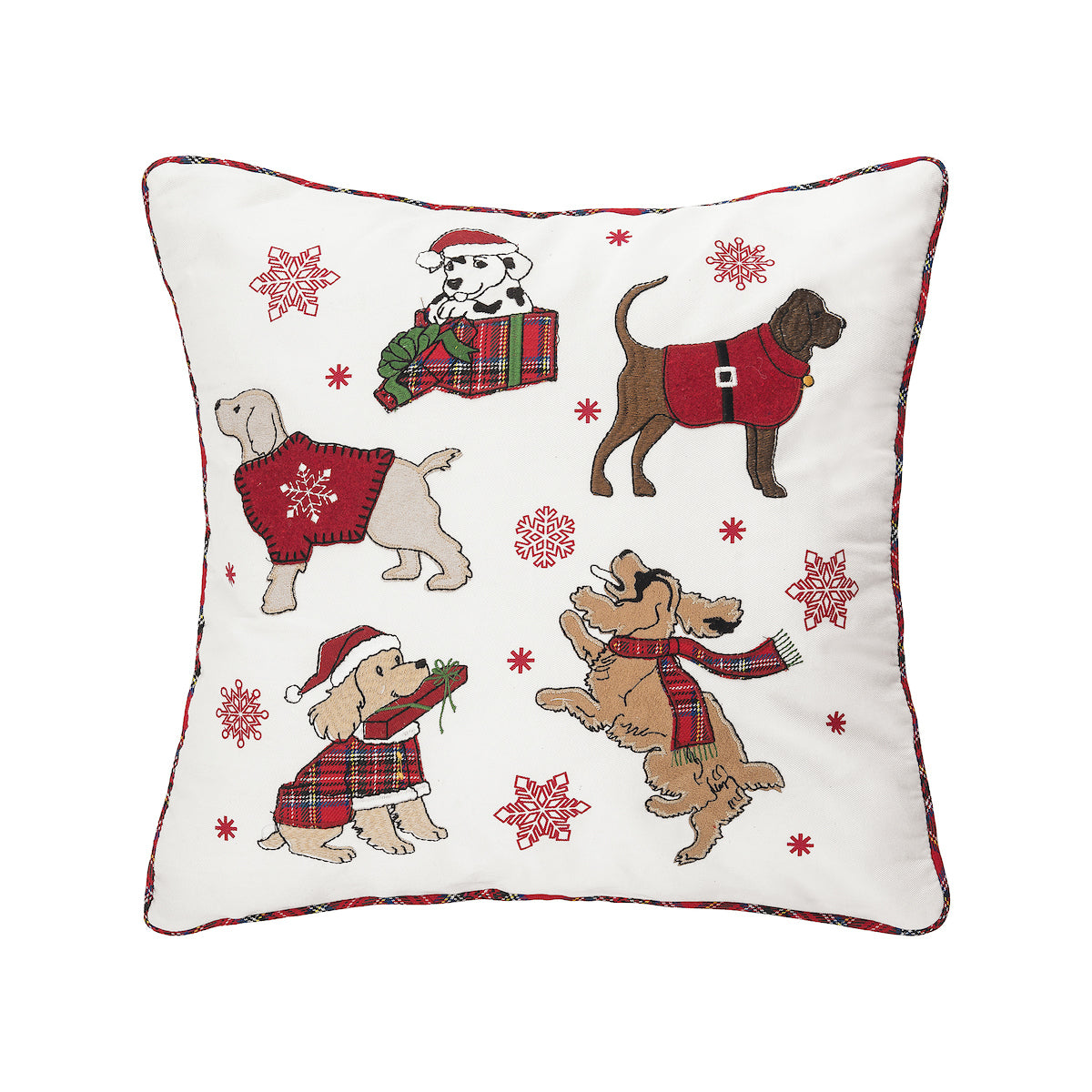 Festive Playful Dogs Pillow