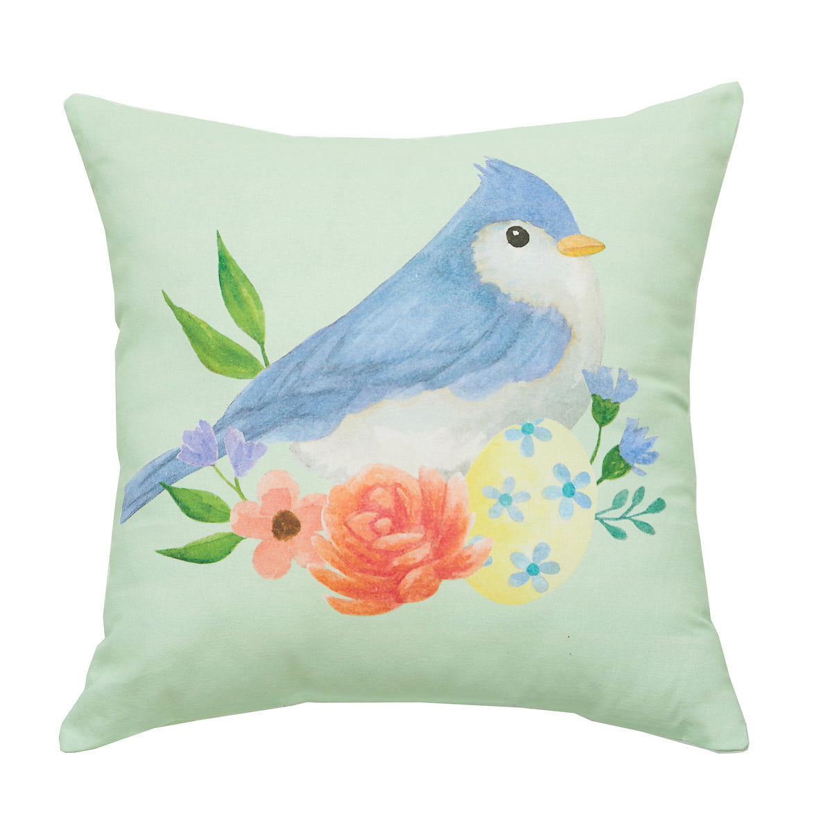 Green Floral Bird Pillow