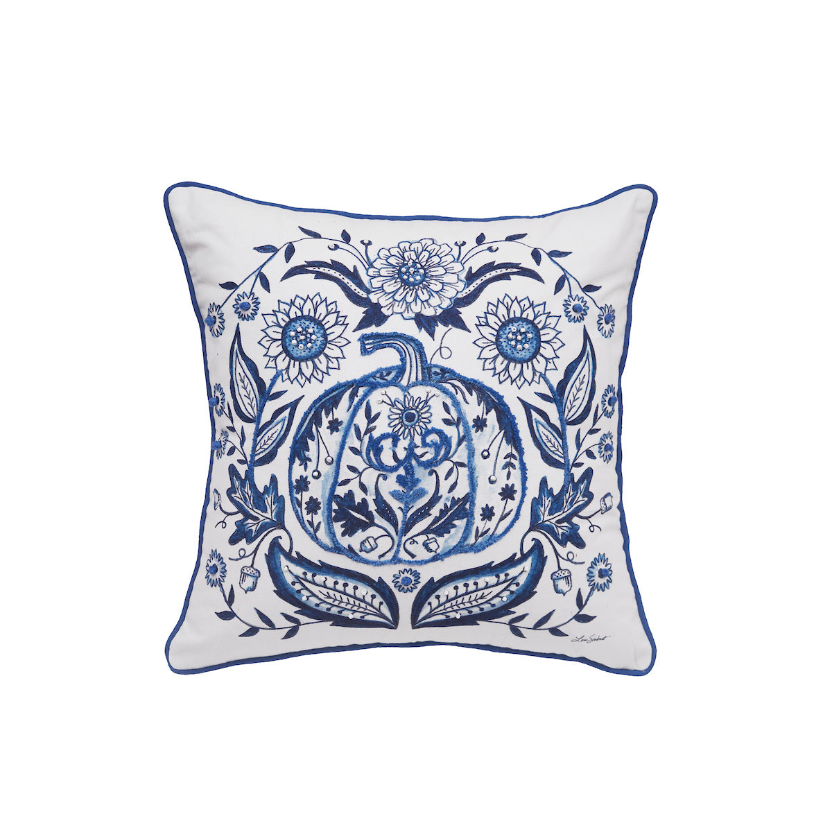 Blue Harvest Pumpkin Pillow