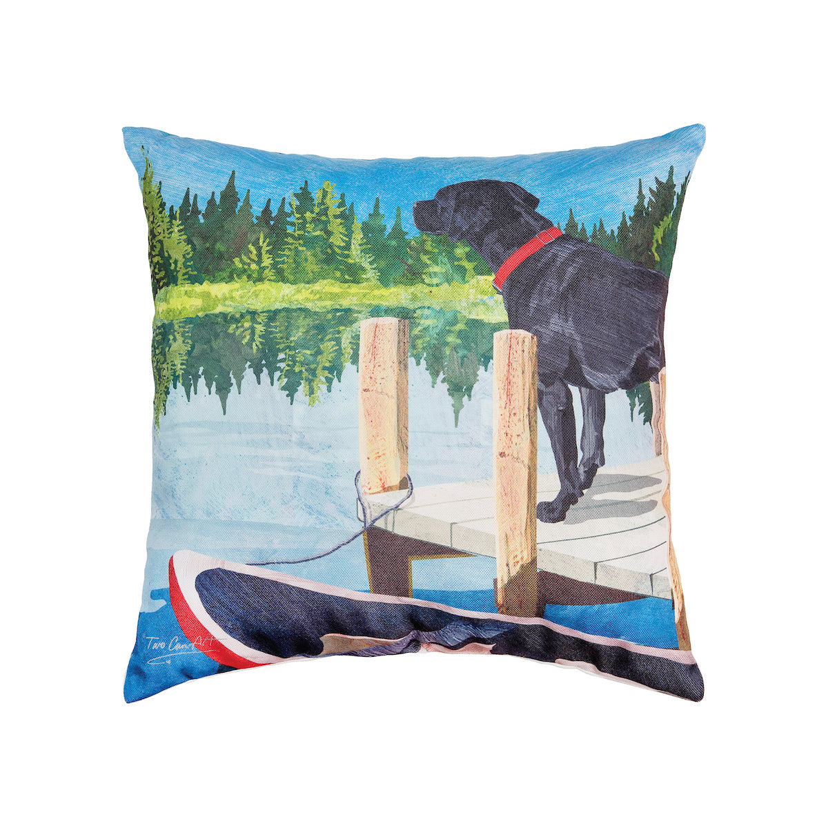 Dog Lake Pier Indoor Outdoor Pillow