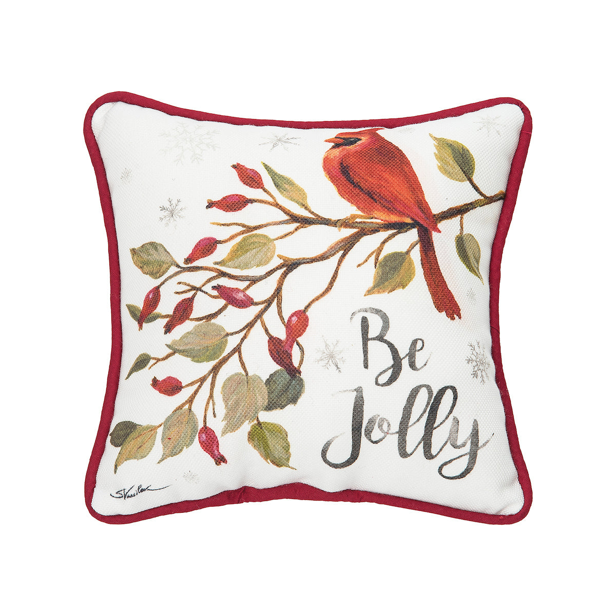 Be Jolly Cardinal Mini Pillow