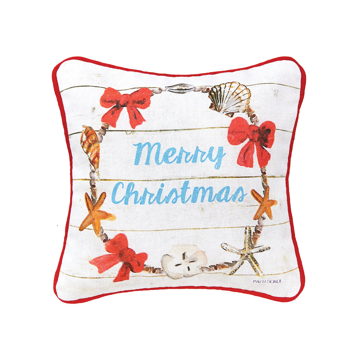 Merry Christmas Shell Wreath Mini Pillow